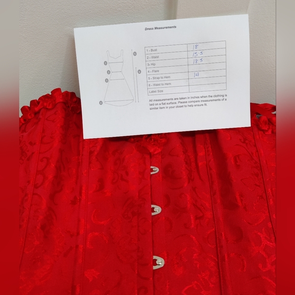 Red Satin Vintage Style Corset - LG - Picture 3 of 12